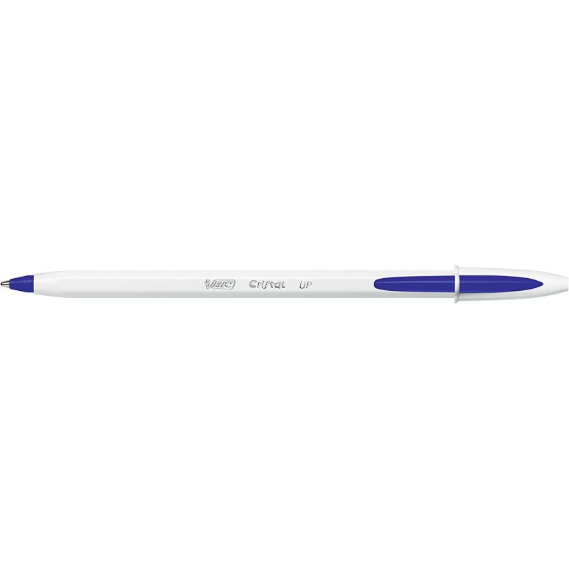 Penna roller Bic Cristal Up - Punta da 1.2 mm - Inchiostro a base di olio - Corpo bianco - Colore blu