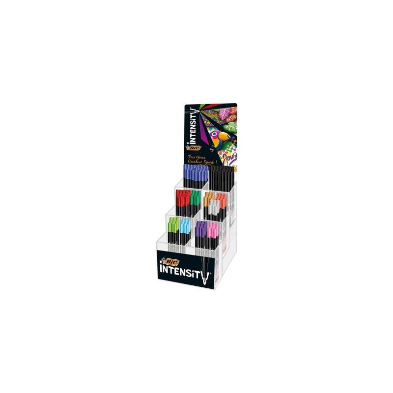 BIC Intensity Fine Display da 192 pennarelli - Punta Fine da 0.8 mm - Linea da 0.4 mm - Colori Assortiti