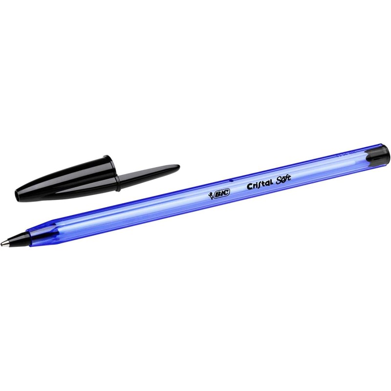 Penne a sfera morbide Bic Cristal - Punta media da 1.2 mm - Tratto 0.45 mm - Scrittura fluida - Colore nero