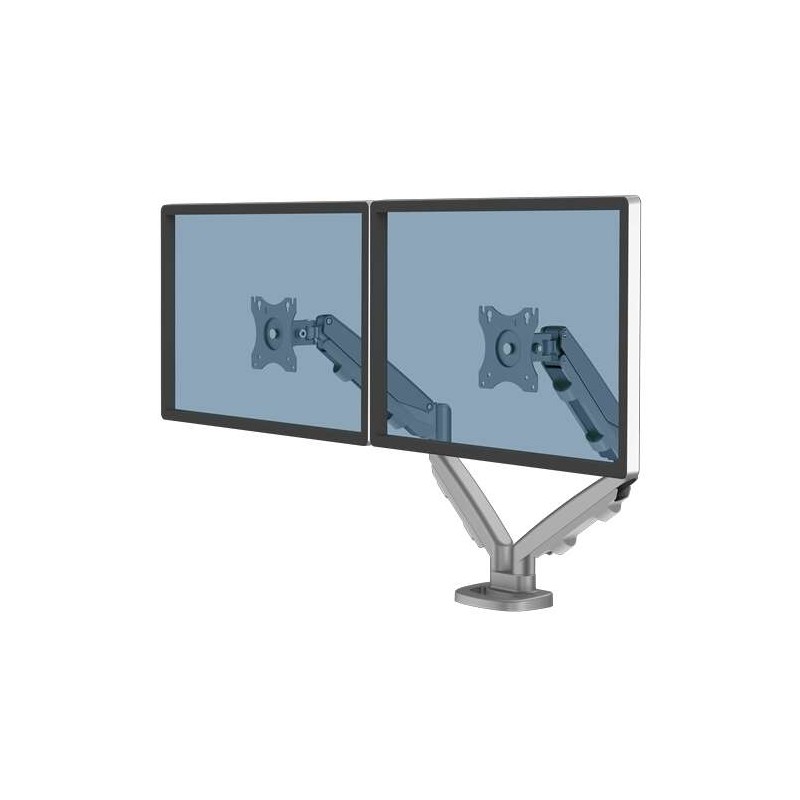 Braccio per doppio monitor Fellowes Eppa - Fino a 39 e 8 kg - Regolabile con molla a gas - Colore argento