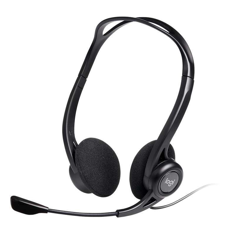 Cuffie Logitech 960 con microfono USB - Microfono pieghevole e flessibile - Comandi cablati - Cavo da 2.40 m - Colore nero