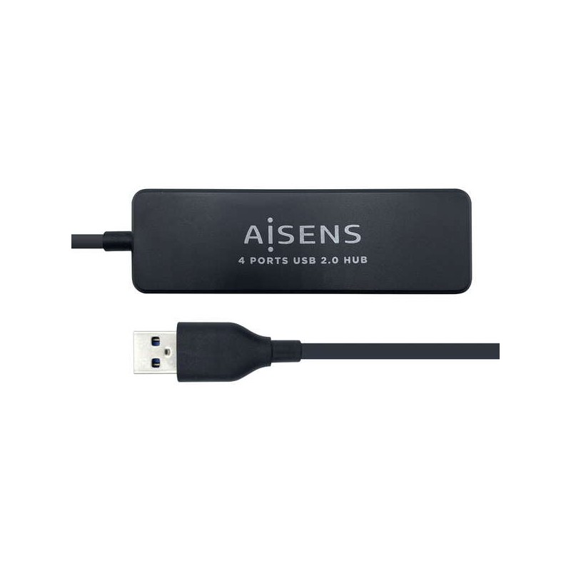 Aisens HUB USB 2.0 - Tipo A Maschio a 4xTipo A Femmina - 30 cm - Colore Nero