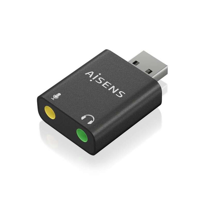 Convertitore audio da USB-A a Aisens 48KHz - USB-A/M-2xJACK 3.5/H - Colore nero