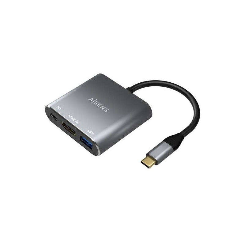 Convertitore Aisens da USB-C a HDMI/USB-C/USB 3.0 Tipo A. 3 in 1 - 15 cm - Grigio