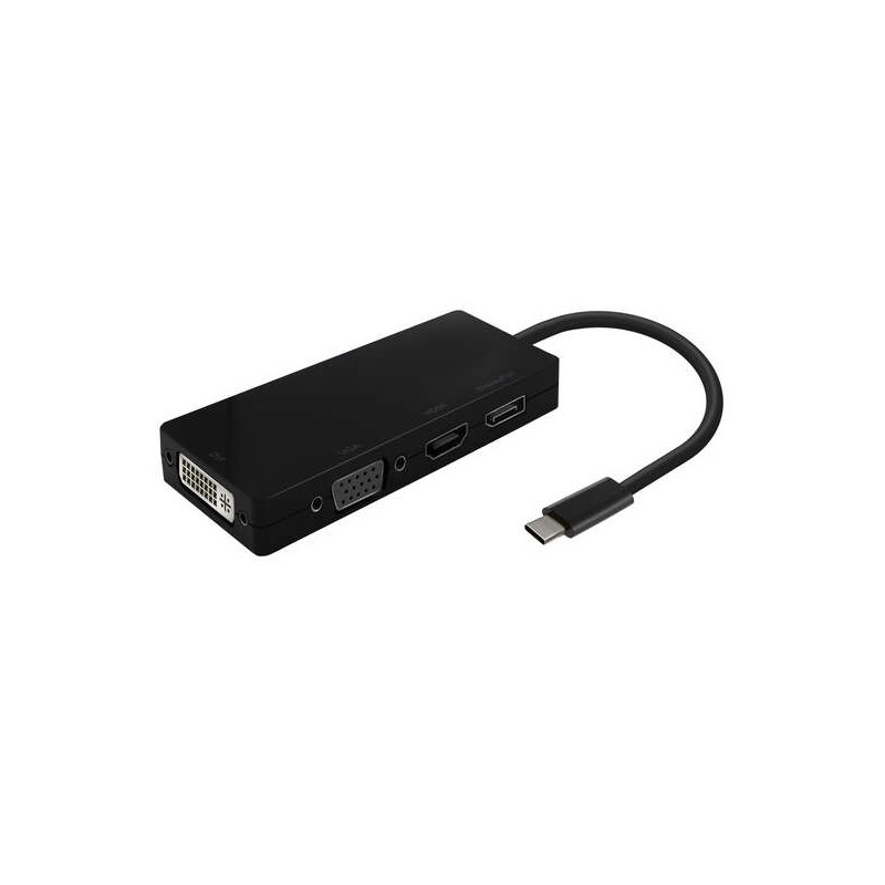 Convertitore Aisens da USB-C a DP/DVI/HDMI/VGA - USB-C/M-DP/H-DVI/H-HDMI/H-VGA/H - 15 cm - Nero