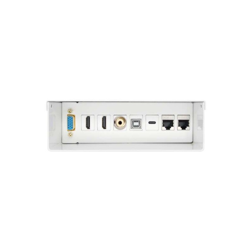 Aisens VGA Connection Box. Jack 3.5. 2x HDM. 1x USB-. 1x USB-B. 2x RJ45 Cat.6A STP - Colore bianco