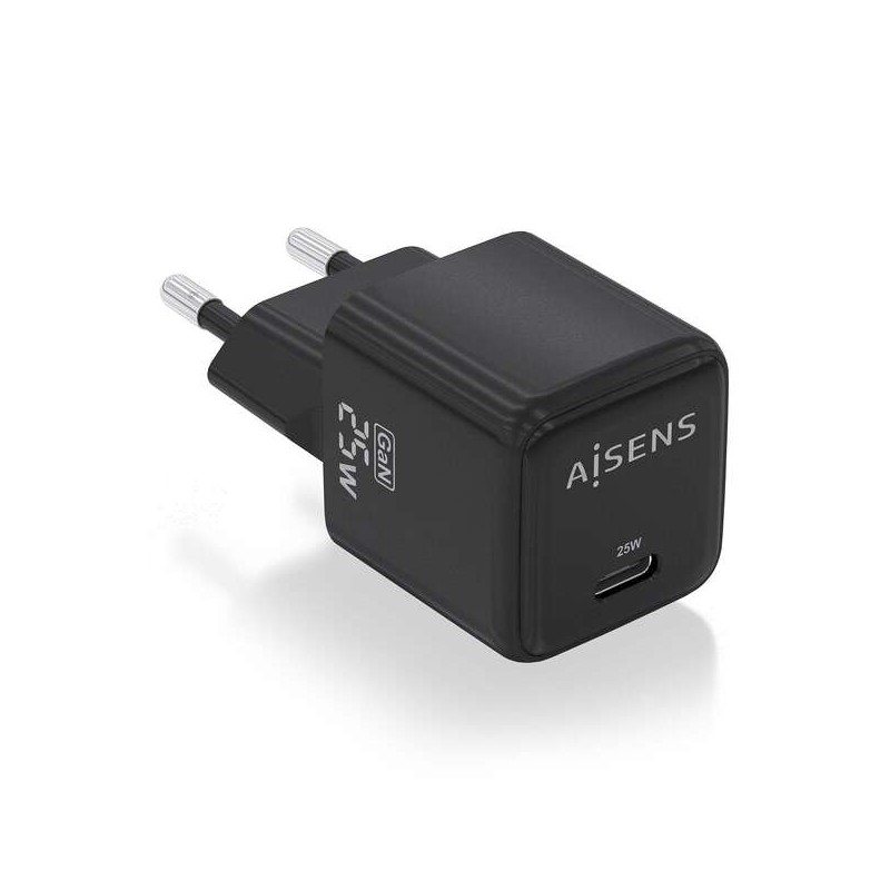 Caricabatterie Aisens Gan 25W - 1xUSB-C PD3.0 QC4.0 - Colore nero