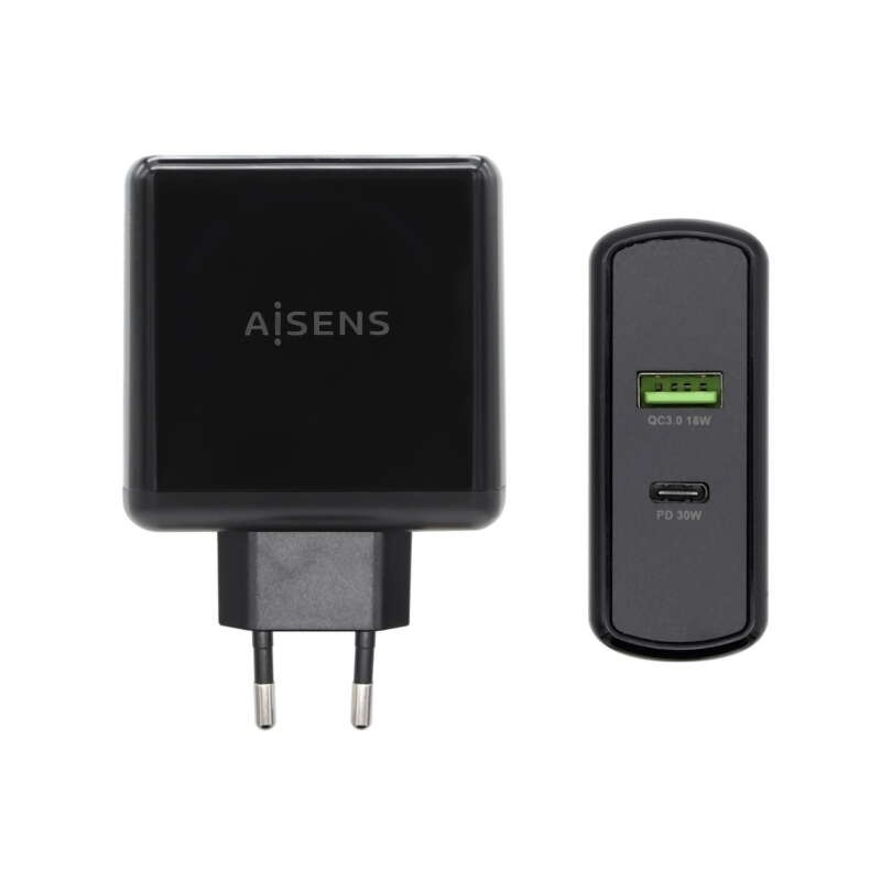 Caricabatterie per smartphone Aisens 48W 1x USB-C PD3.0 30W. 1x USB-A QC3.0 18W