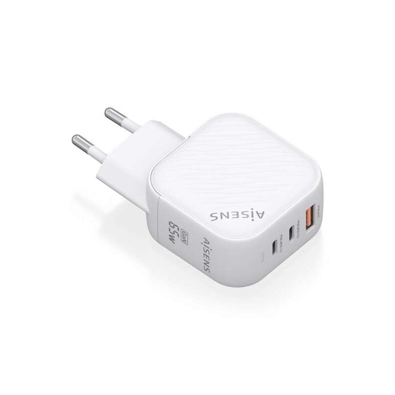 Caricabatterie Aisens GAN 65W - 2xUSB-C PD3.0 QC4.0 - 1xUSB-A QC3.0