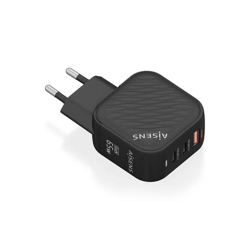 Caricabatterie Aisens GAN 65W - 2xUSB-C PD3.0 QC4.0 - 1xUSB-A QC3.0