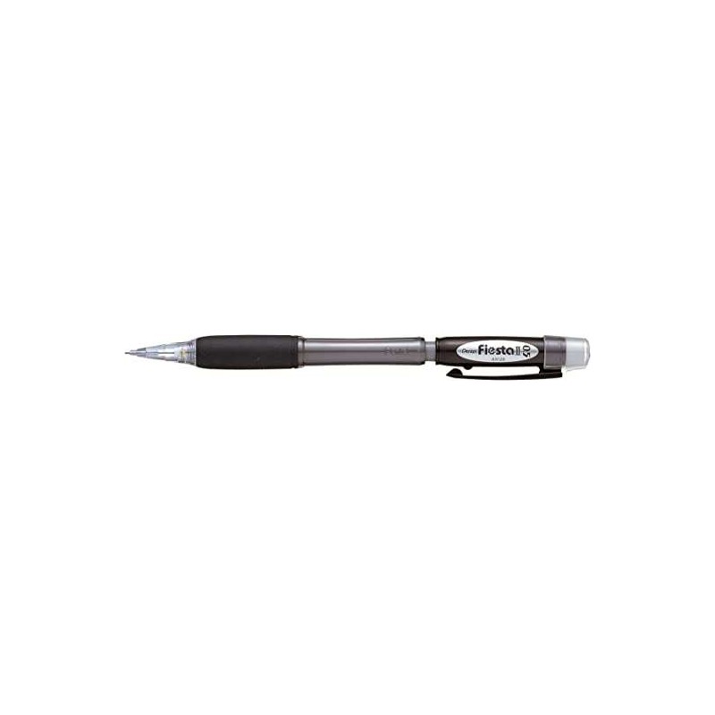 Pentel Fiesta II Portamine HB 0.5 mm con gomma - Include 2 ricariche - Impugnatura in gomma - Design ergonomico - Colore nero