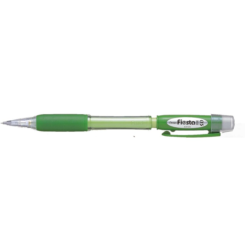 Pentel Fiesta II Portamine HB 0.5 mm con gomma - Include 2 ricariche - Impugnatura in gomma - Design ergonomico - Colore verde