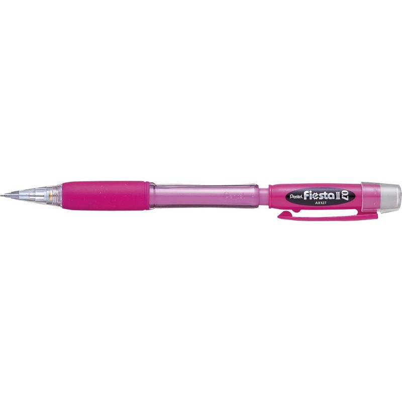 Pentel Fiesta II Portamine HB 0.7 mm con gomma - Include 2 ricariche - Impugnatura in gomma - Design ergonomico - Colore rosa