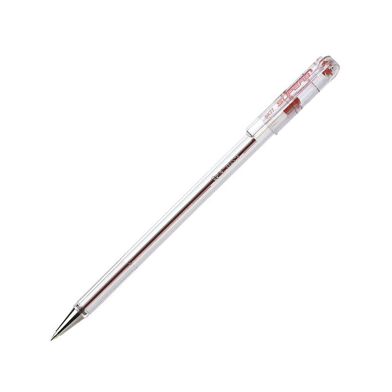 Penna roller Pentel SuperB - Punta fine 0.7 mm - Corsa 0.35 mm - Inchiostro a base di olio - Colore rosso