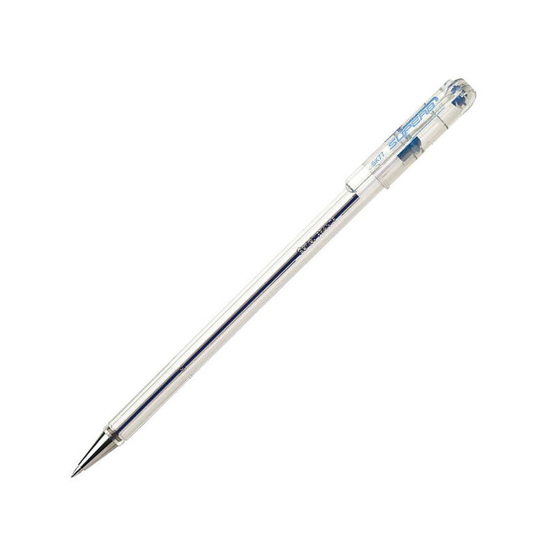 Penna roller Pentel SuperB - Punta fine 0.7 mm - Corsa 0.35 mm - Inchiostro a base di olio - Colore blu