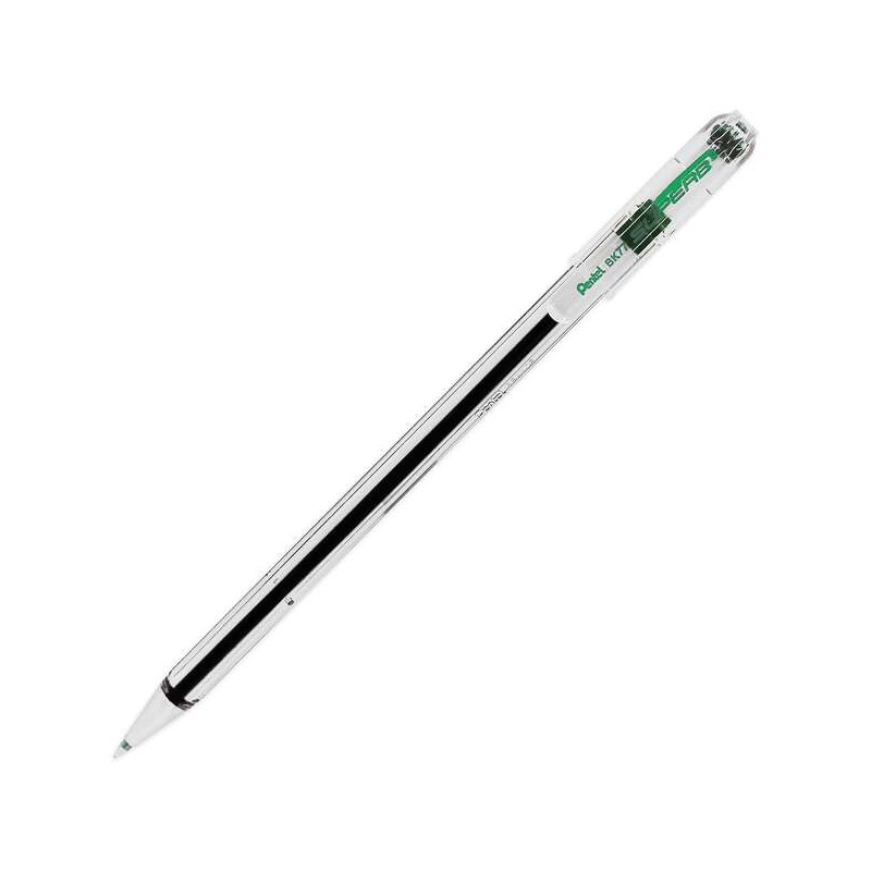 Penna roller Pentel SuperB - Punta fine 0.7 mm - Corsa 0.35 mm - Inchiostro a base di olio - Colore verde