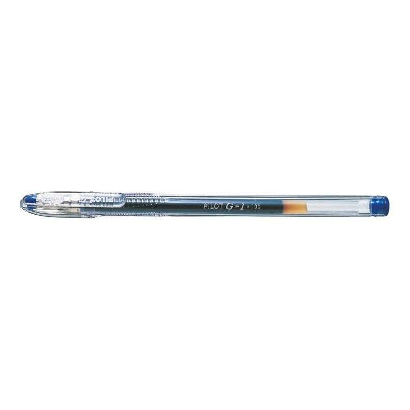 Penna gel Pilot G1 - Ricaricabile - Punta a sfera da 0.5 mm - Corsa da 0.3 mm - Corpo trasparente - Colore blu