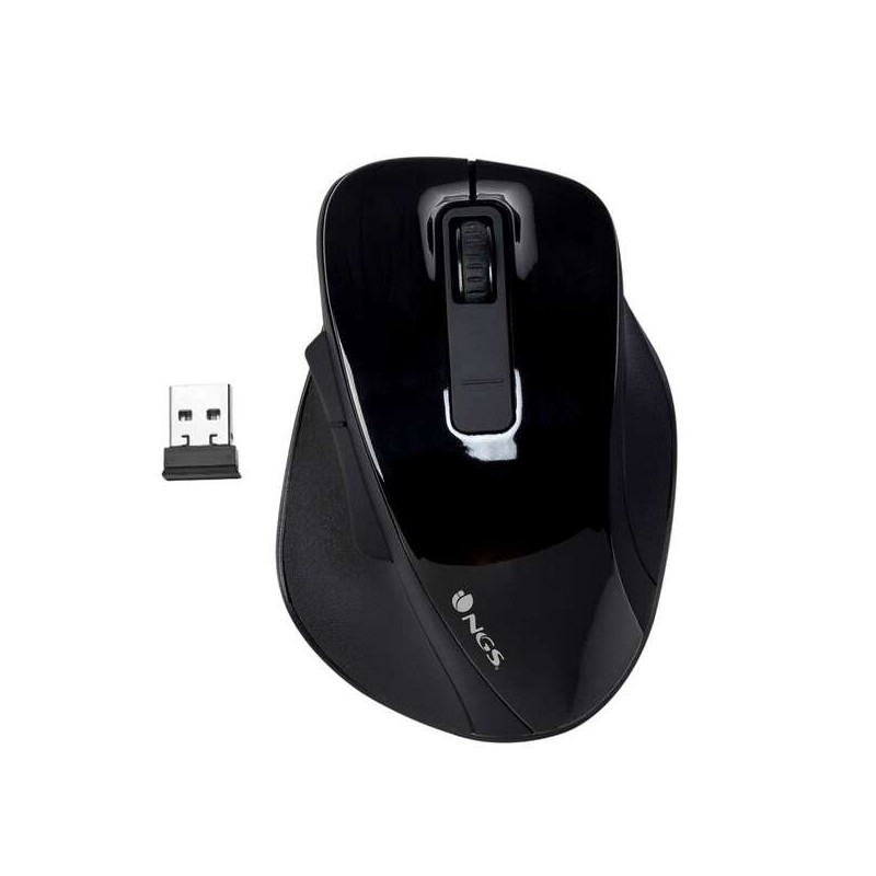 Mouse USB wireless NGS Bow 1600 dpi - 4 pulsanti - Utilizzo per destrimani - Colore nero