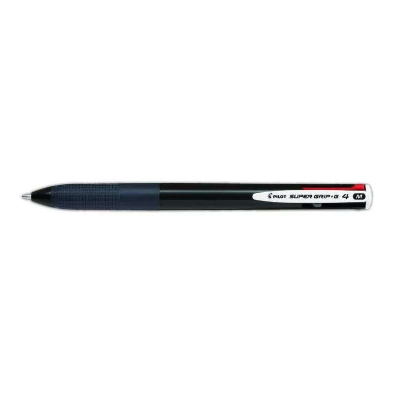 Penna a sfera retrattile Pilot Super Grip G4 - 4 colori - Punta da 1.0 mm - Corsa da 0.27 mm - Corpo nero