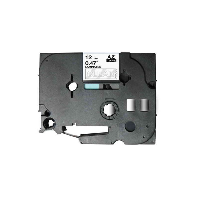 Brother TZe135 Cinta Laminada Generica de Etiquetas - Texto blanco sobre fondo transparente - Ancho 12mm x 8 metros