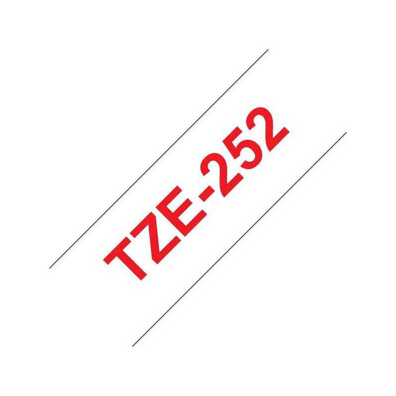 Nastro per etichette laminato generico Brother TZe252 - Testo rosso su sfondo bianco - Larghezza 24 mm x 8 metri