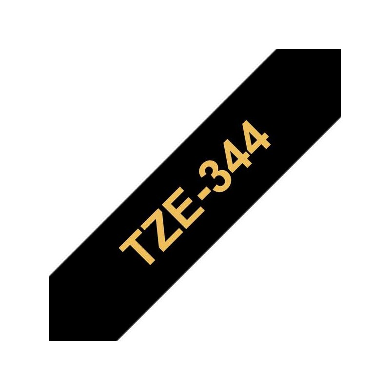 Nastro per etichette laminato generico Brother TZe344 - Testo dorato su sfondo nero - Larghezza 18 mm x 8 metri