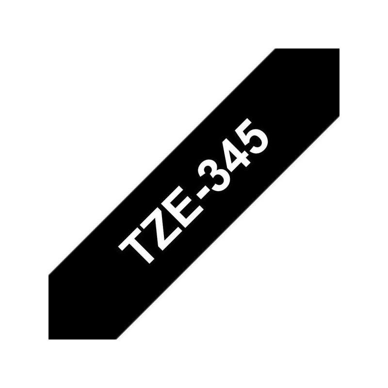 Nastro per etichette laminato generico Brother TZe345 - Testo bianco su sfondo nero - Larghezza 18 mm x 8 metri