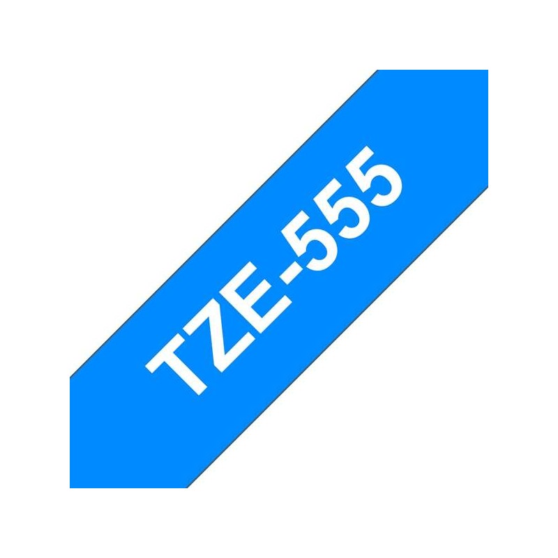 Nastro per etichette laminato generico Brother TZe555 - Testo bianco su sfondo blu - Larghezza 24 mm x 8 metri