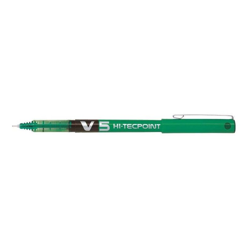 Penna roller Pilot V5 HI-Tecpoint a inchiostro liquido - Punta ago fine 0.5 mm - Corsa 0.3 mm - Colore verde