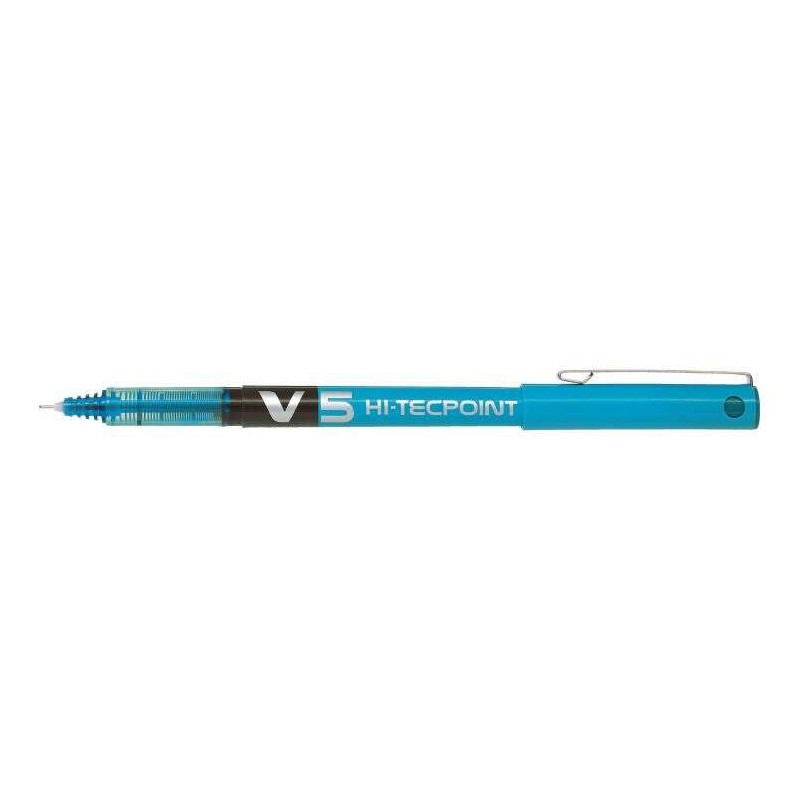 Penna roller Pilot V5 HI-Tecpoint a inchiostro liquido - Punta ago fine 0.5 mm - Corsa 0.3 mm - Colore azzurro