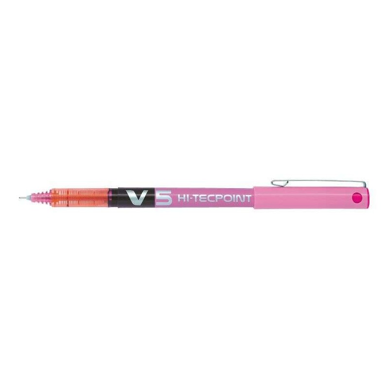 Penna roller Pilot V5 HI-Tecpoint a inchiostro liquido - Punta ago fine 0.5 mm - Corsa 0.3 mm - Colore rosa