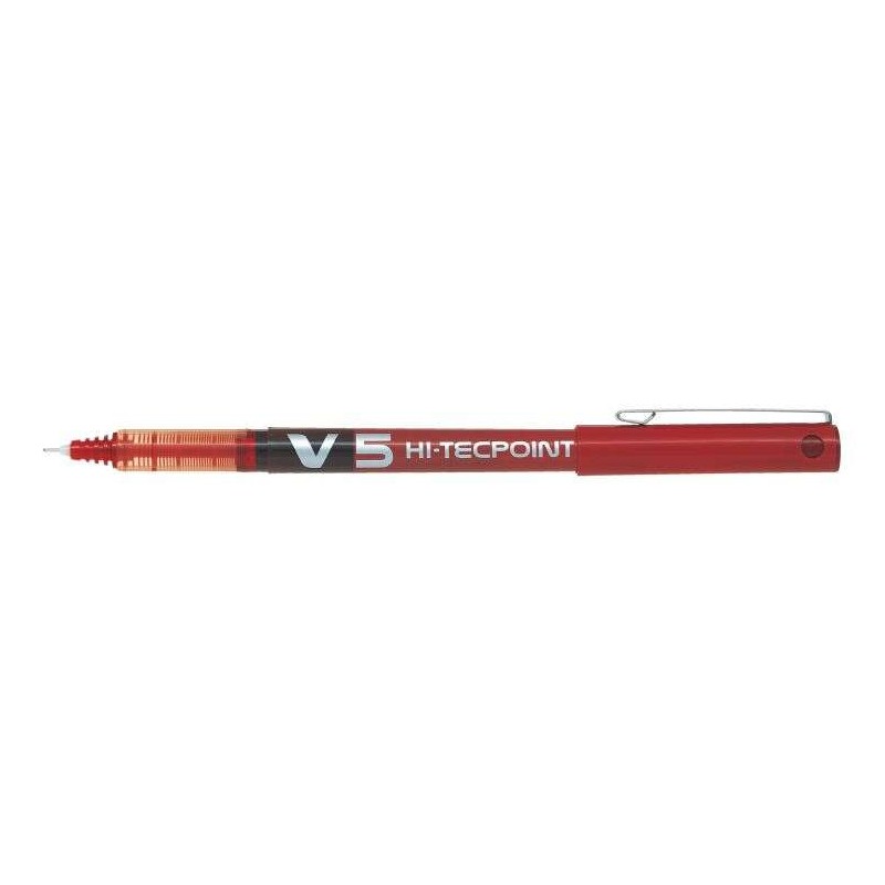 Penna roller Pilot V5 HI-Tecpoint a inchiostro liquido - Punta ago fine 0.5 mm - Corsa 0.3 mm - Colore rosso