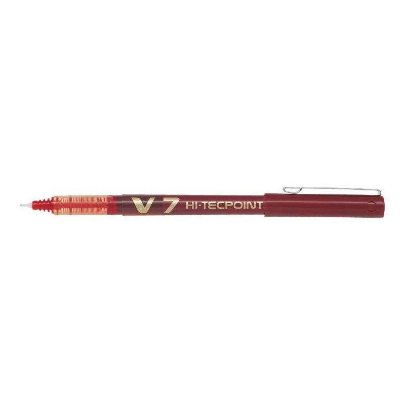 Penna roller Pilot V7 HI-Tecpoint a inchiostro liquido - Punta ago fine 0.7 mm - Corsa 0.5 mm - Colore rosso