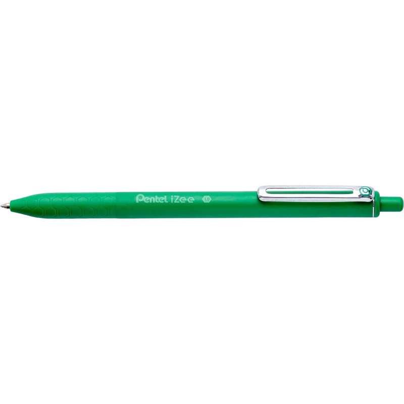 Penna a sfera retrattile Pentel iZee - Punta da 0.7 mm - Corsa da 0.35 mm - Clip in metallo - Colore verde