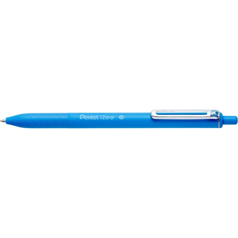Penna a sfera retrattile Pentel iZee - Punta da 0.7 mm - Corsa da 0.35 mm - Clip in metallo - Colore azzurro