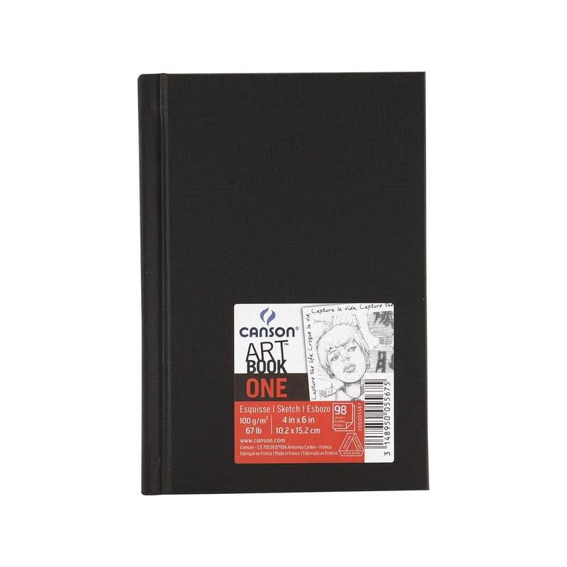 Canson Sketch One Quaderno da disegno fine con 98 fogli 100 g 10.1x15.2 cm - Colore bianco