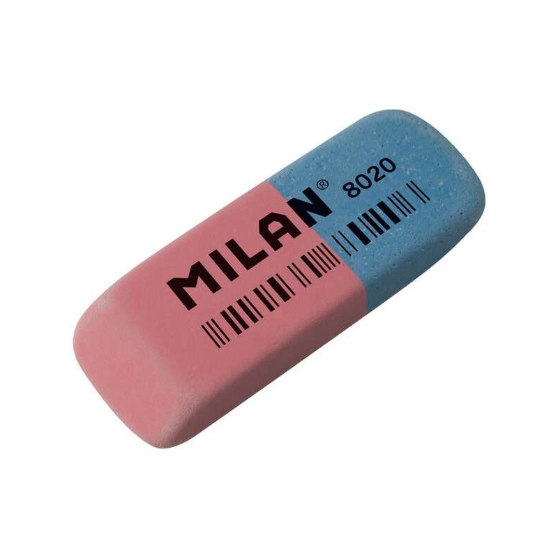 Gomma smussata Milan 8020 - Doppio Uso - Flessibile - Pangrattato - Gomma - Colore Rosa/Blu