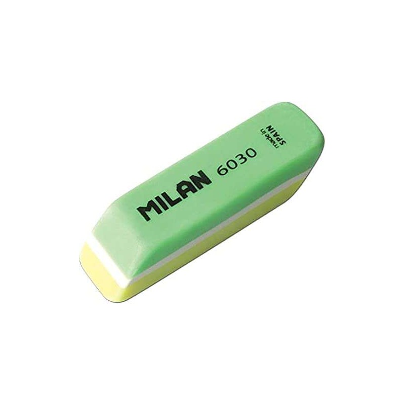 Gomma smussata bicolore Milan Nata 6030 - Plastica - Non danneggia la carta - Colori assortiti