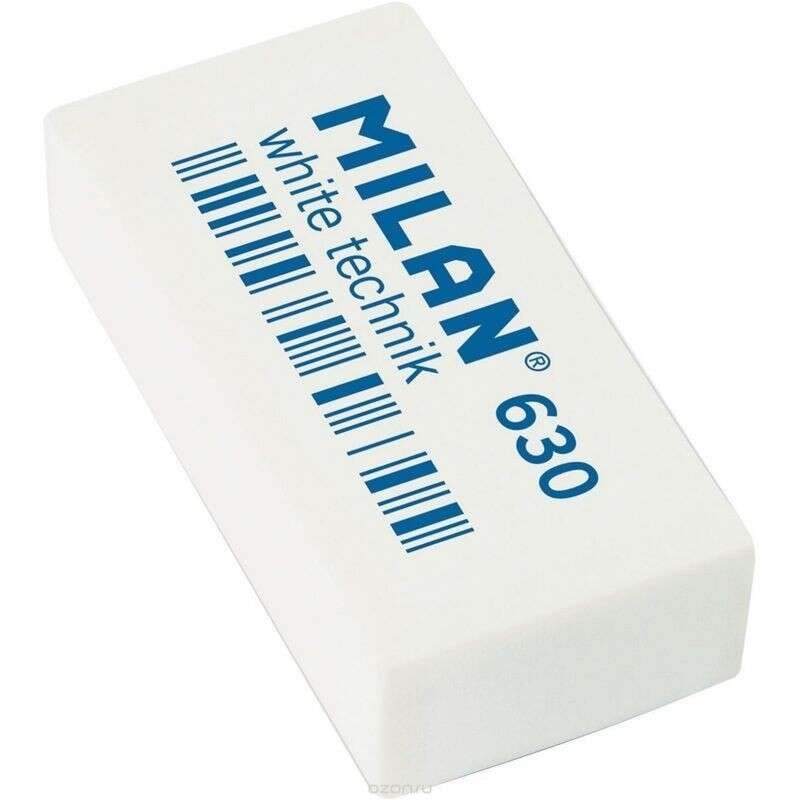 Gomma Milan Nata 630 Tecnica - Rettangolare - Plastica - Morbida - Confezionata Singolarmente - Colore Bianco
