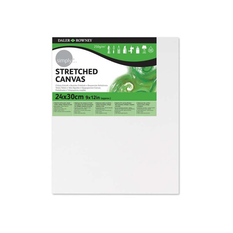 Daler Rowney Simply Canvas Frame 24x30 cm - Triple Primer - Grana media - 100% cotone privo di acidi - 250 g