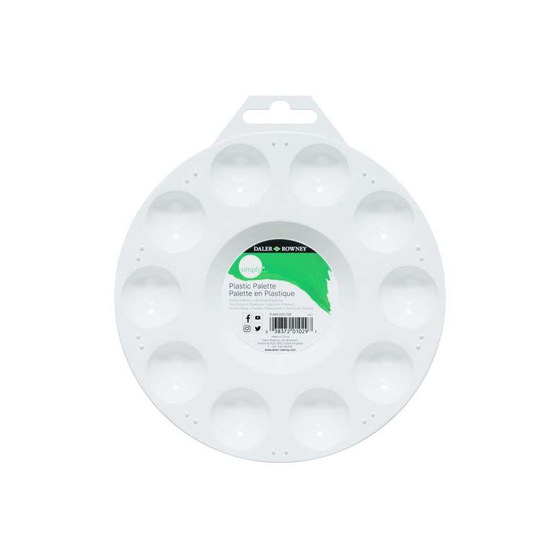 Daler Rowney Tavolozza di colori semplicemente rotonda in plastica - 10 pozzetti - Bianco