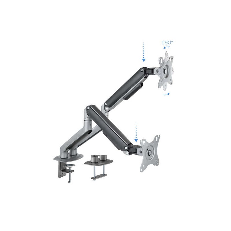 Tooq Supporto da tavolo per schermo Inclinazione rotante 2 bracci 17-32 - Colore grigio