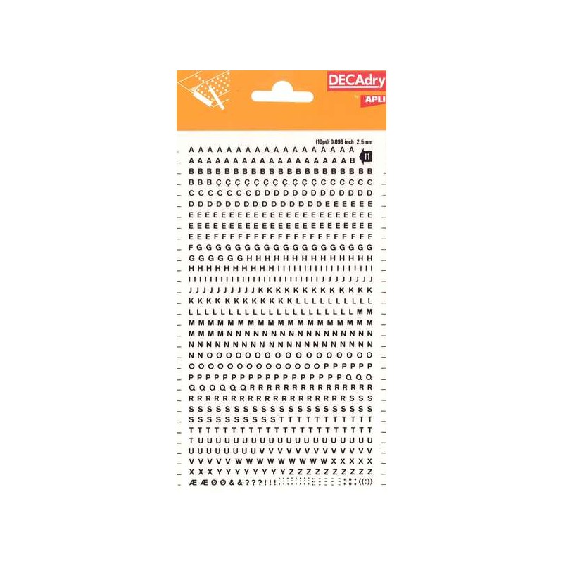 Lettere trasferibili Apli Lettere maiuscole nere 2.5 mm 730 caratteri