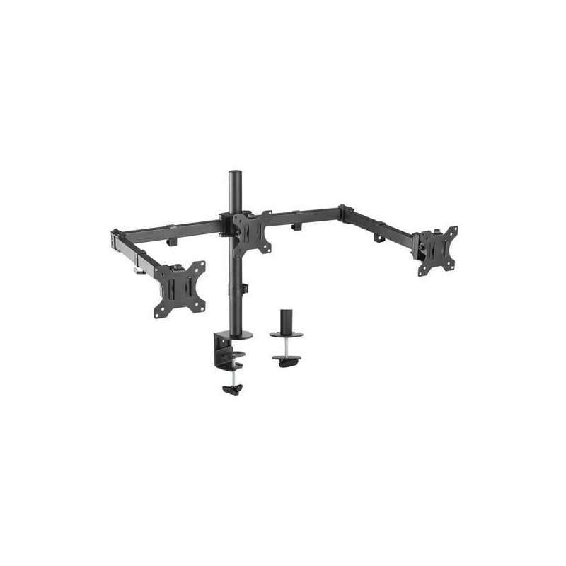 Supporto da tavolo Aisens girevole e inclinabile per 3 monitor (13-27) - Nero