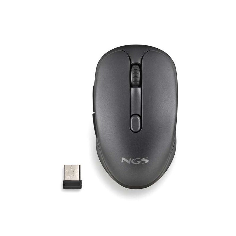 Mouse wireless USB NGS Evo Rust Black 1600 dpi - 5 pulsanti - Ricaricabile - Utilizzo per destrimani