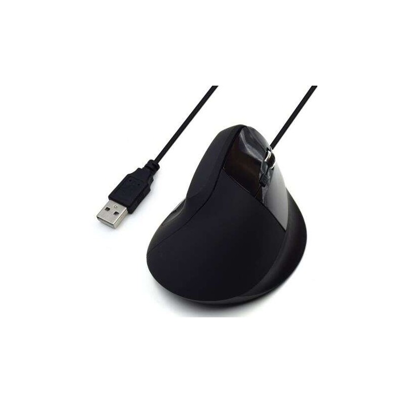 Mouse USB verticale ergonomico Ewent 1800 dpi - 5 pulsanti - Utilizzo per destrimani - Cavo da 1.23 m - Colore nero