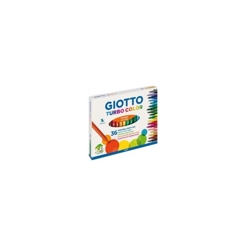 Giotto Turbo Color Confezione da 36 Pennarelli - Punta Fine 2.8 mm. - Inchiostro ad acqua - Lavabile - Colori assortiti