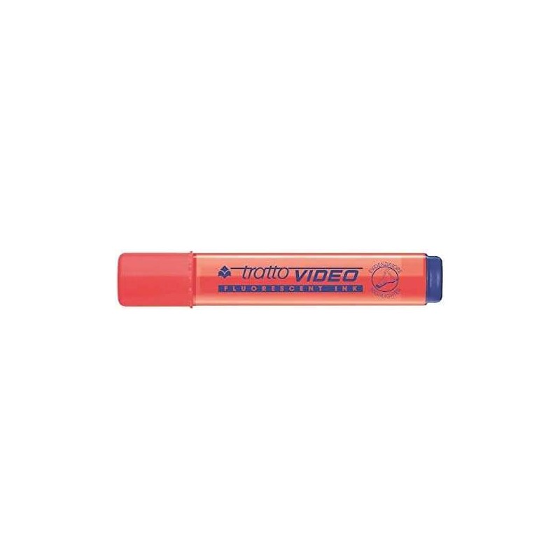 Pennarello Fluorescente Tratto Video - Punta a scalpello - Inchiostro a base acqua - Asciugatura rapida - Colore rosso fluoresce
