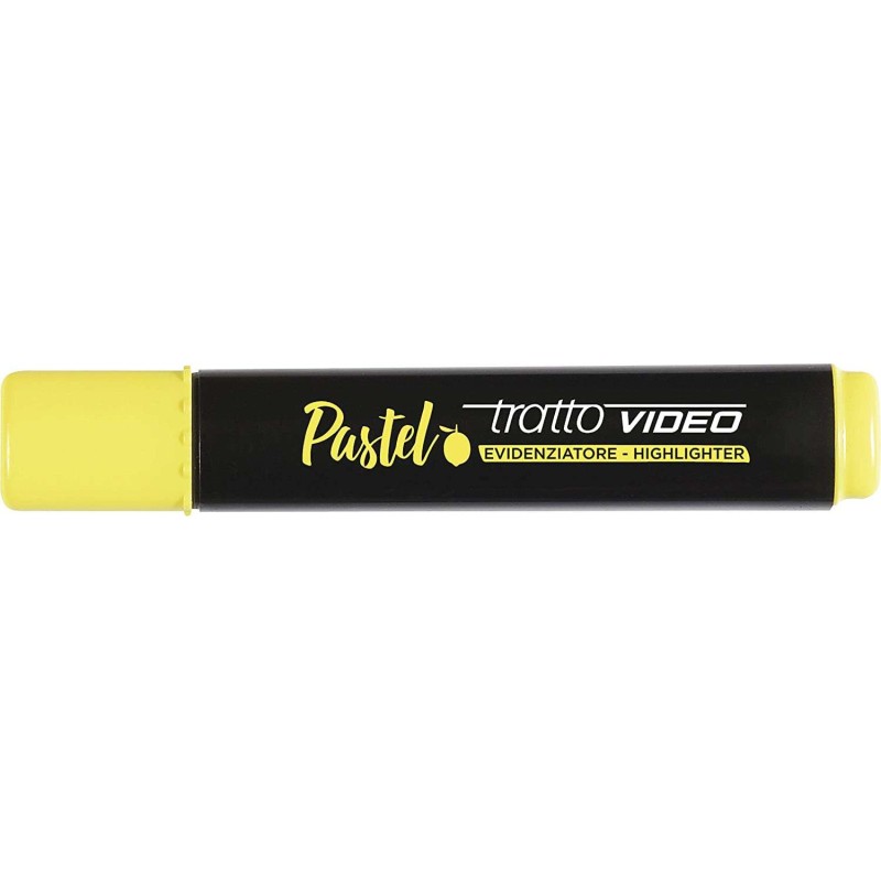 Tratto Video Pennarello Pastello Fluorescente - Punta a Scalpello - Inchiostro ad Acqua - Asciugatura Rapida - Colore Giallo Lim