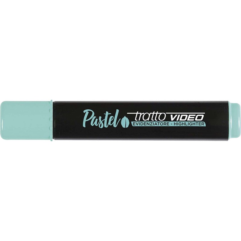 Tratto Video Pennarello Pastello Fluorescente - Punta a Scalpello - Inchiostro ad Acqua - Asciugatura Rapida - Colore Verde Ment